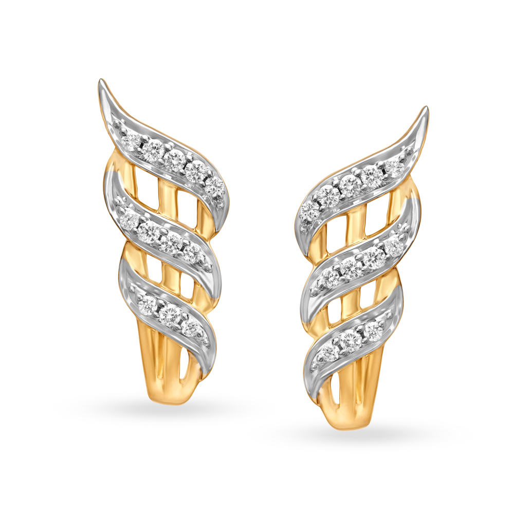 Lovise Diamond Hoop Earrings | Unique Gold Hoop Earrings | CaratLane