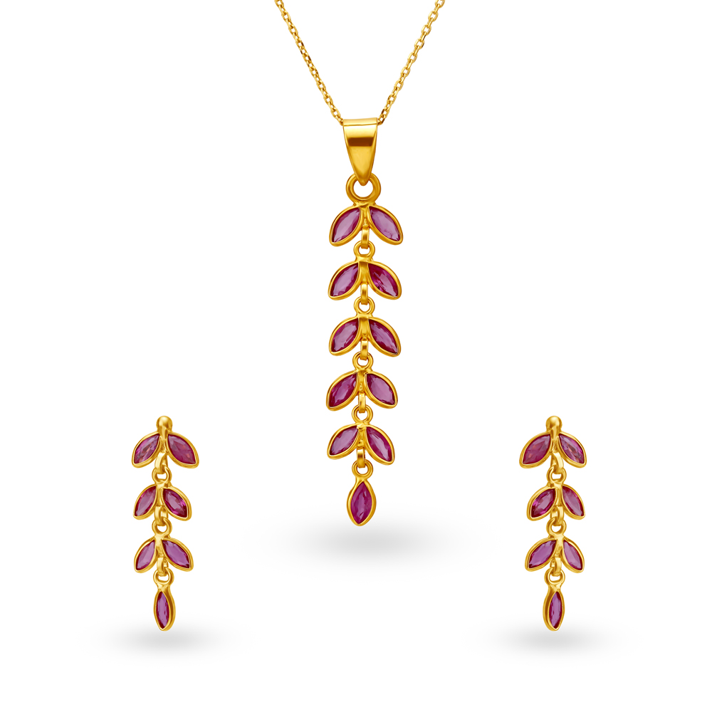 Ruby pendant set deals tanishq