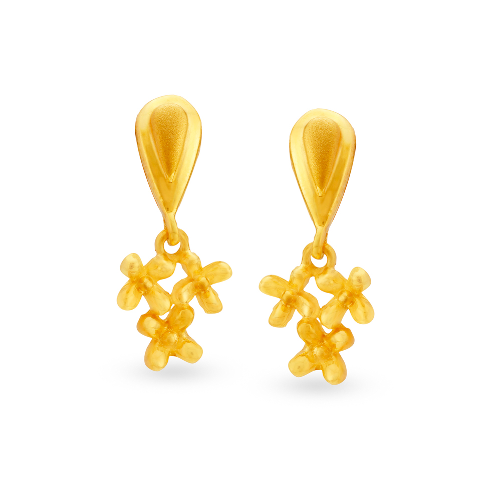 Irresistible 22 Karat Yellow Gold Floral Stud Earrings